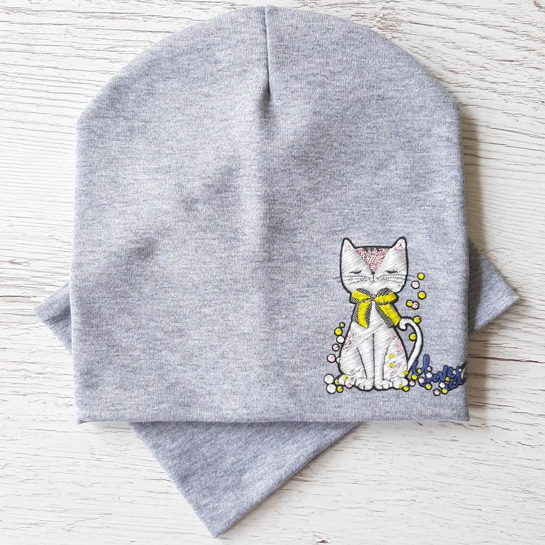 Детская шапка с хомутом Kahta "Кошка" р. 48-52 Серый (OC-501)