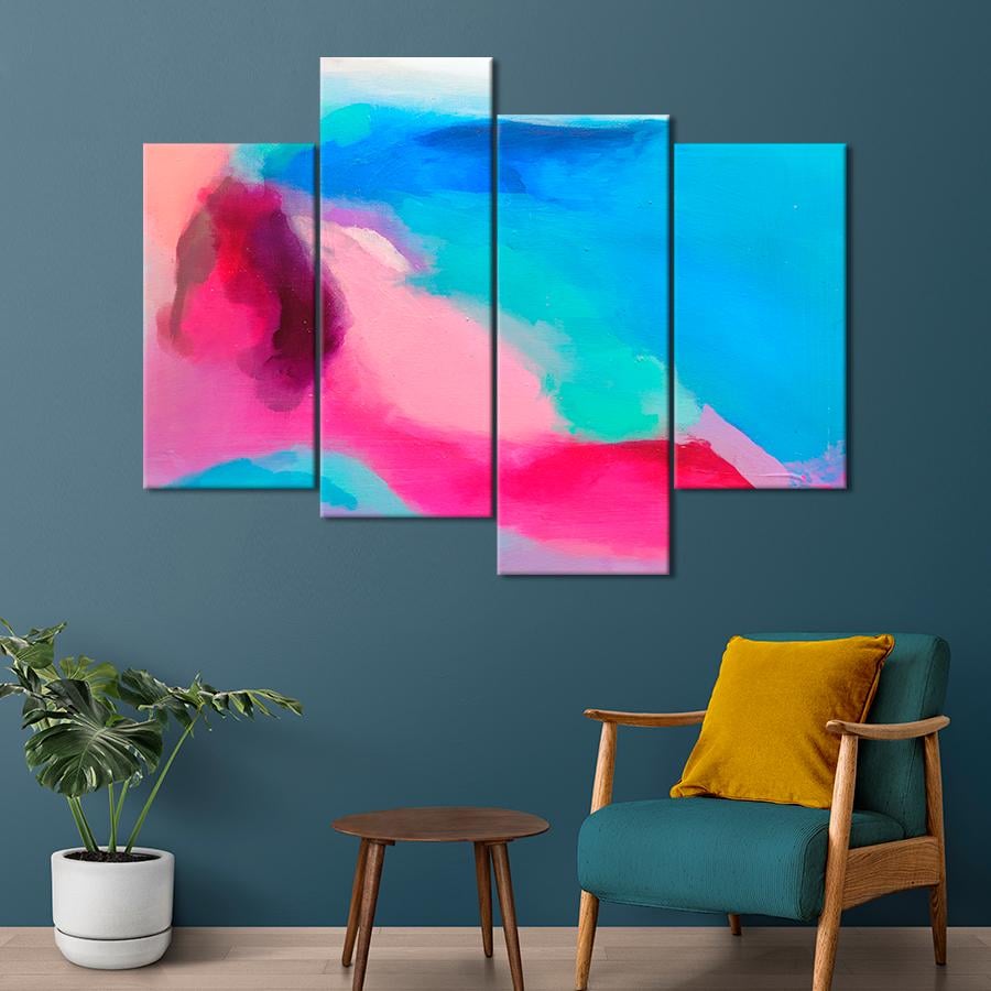 Картина абстракция Сочетание розового и голубого цвета 129x90 см (A916-4)
