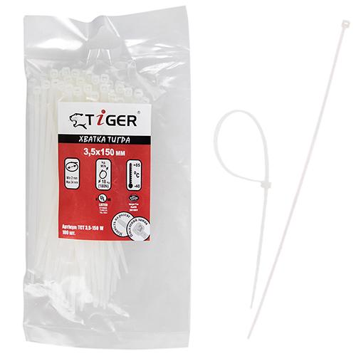Хомут пластиковый Tiger ТСТ W3.5 100 шт. White