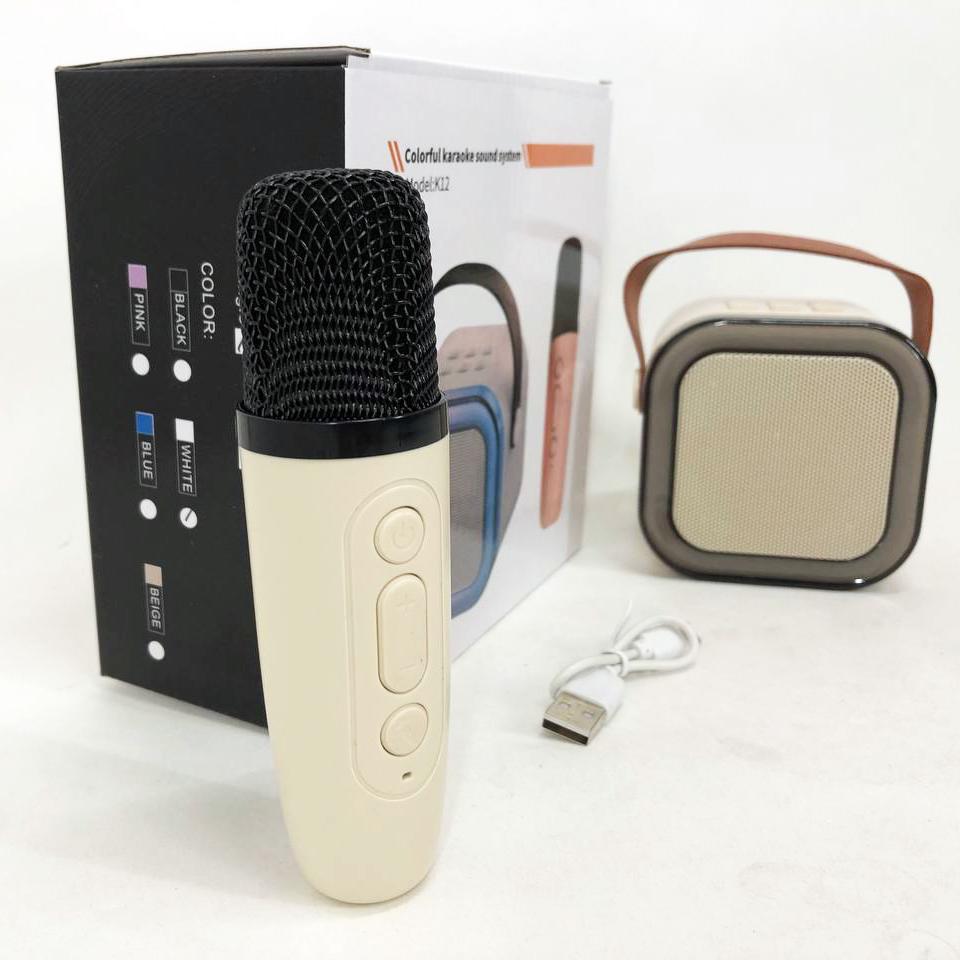 Колонка портативна з караоке мікрофоном та RGB підсвічуванням K12 10W Bluetooth Білий - фото 21 Колонка портативна з караоке мікрофоном та RGB підсвічуванням K12 10W Bluetooth Білий - фото 21