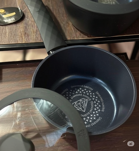 Ківш з кришкою Edenberg EB-3481 алмазне антипригарне покриття 1,2 л (EB 3481) - фото 2