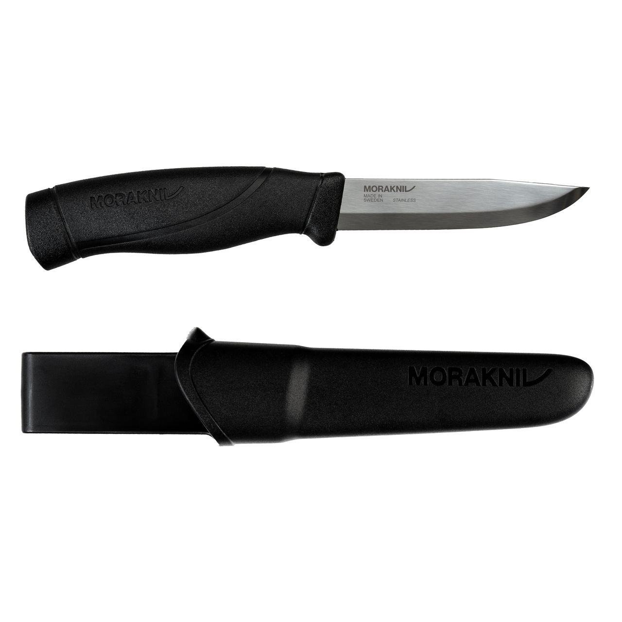 Нож туристический Morakniv Companion Heavy Duty Black с чехлом drop-point 56-58 HRC нержавеющая сталь Sandvik 12C27 104 мм (2656659896)