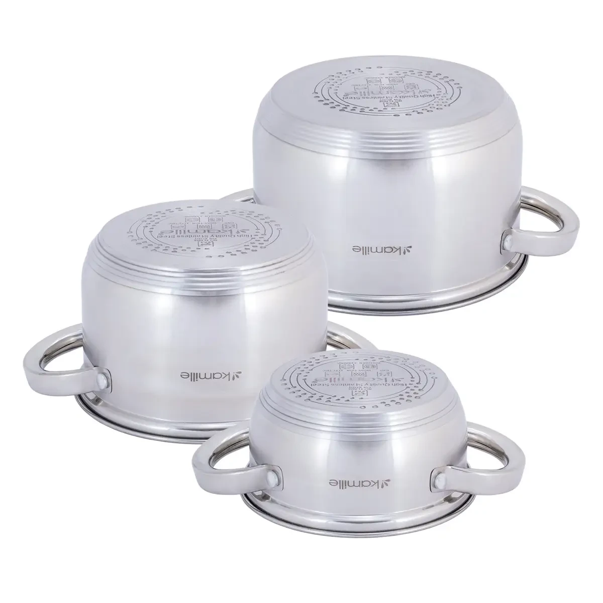 Набор кастрюль Kamille из нержавеющей стали 6 пр. (KM-5628S) - фото 3 Набор кастрюль Kamille из нержавеющей стали 6 пр. (KM-5628S) - фото 3