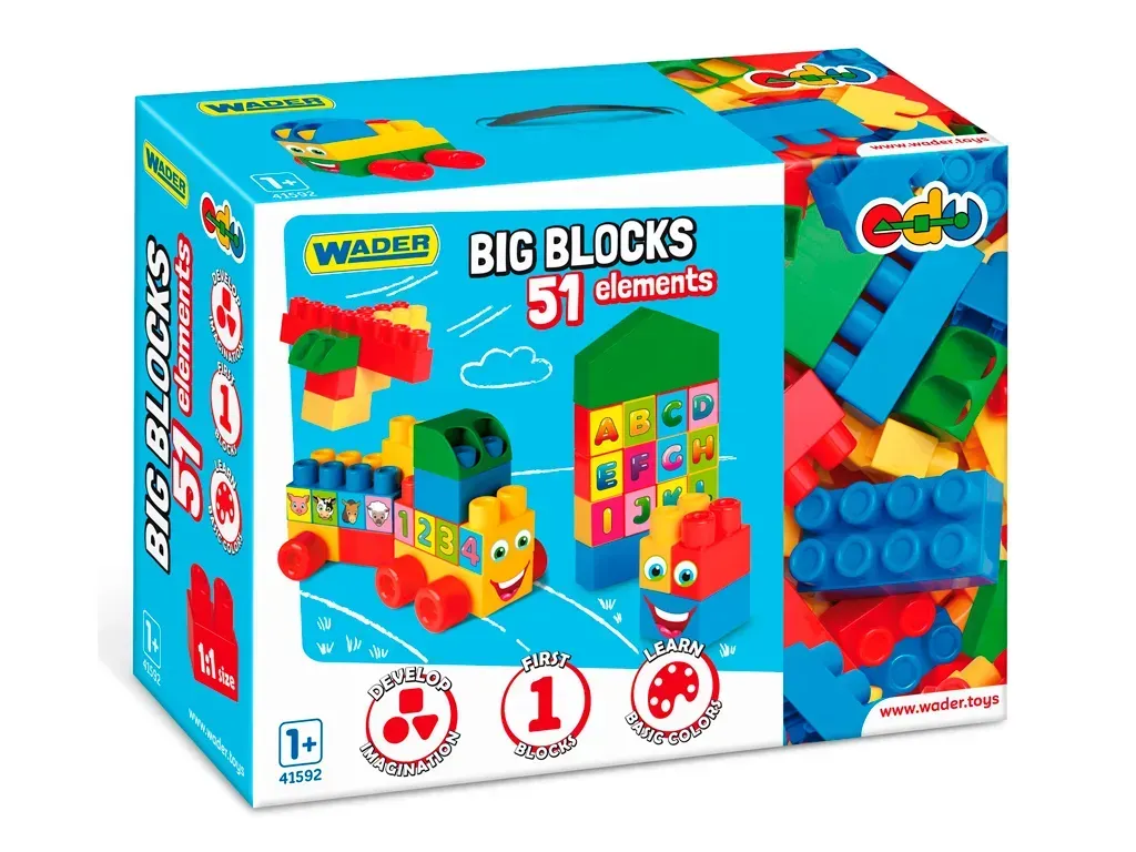 Конструктор Wader Big Blocks из пластика 51 дет. Разноцветный (150-98-41592)