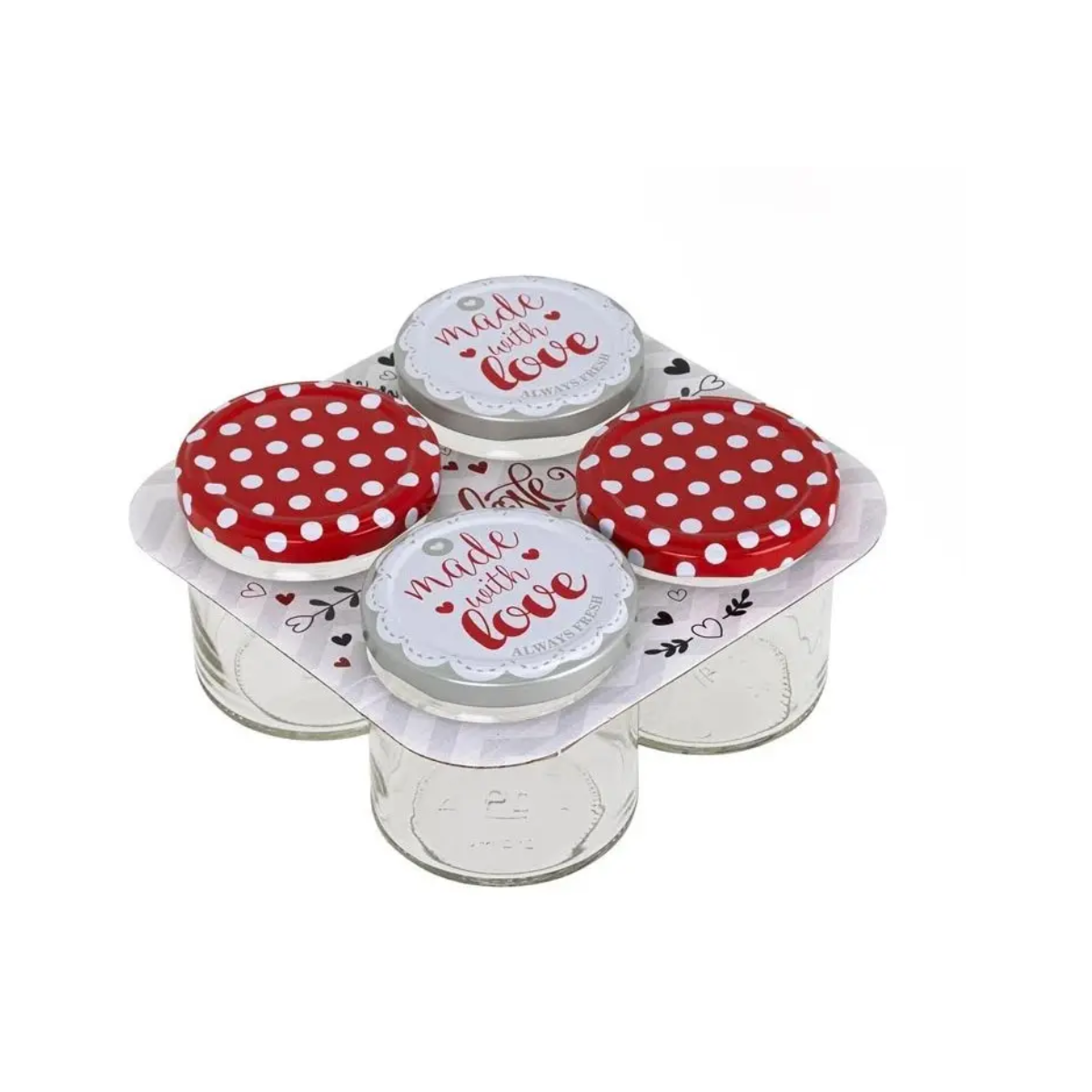 Стеклянные банки 425мл 4 шт. с крышками для консервации (JAR-425)