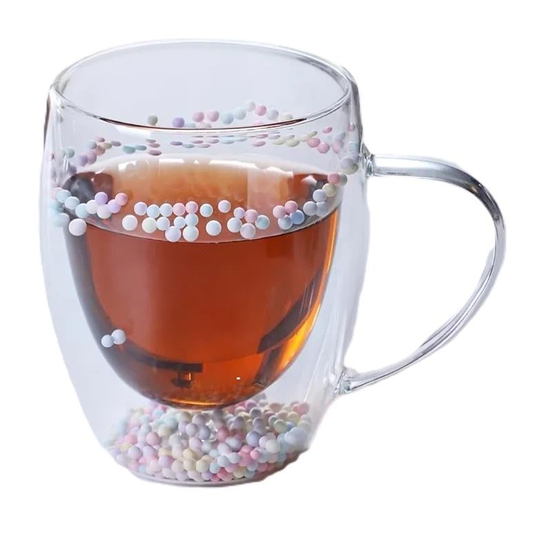 Чашка стеклянная Stenson R32709 Bubbles с двойными стенками 240 мл