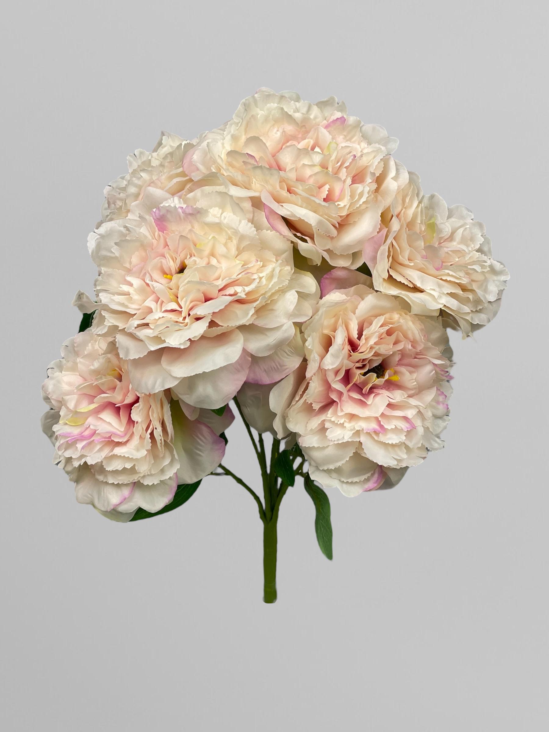 Искусственный букет пиона 7 шт. 55 см Кремово-розовый (К05024)