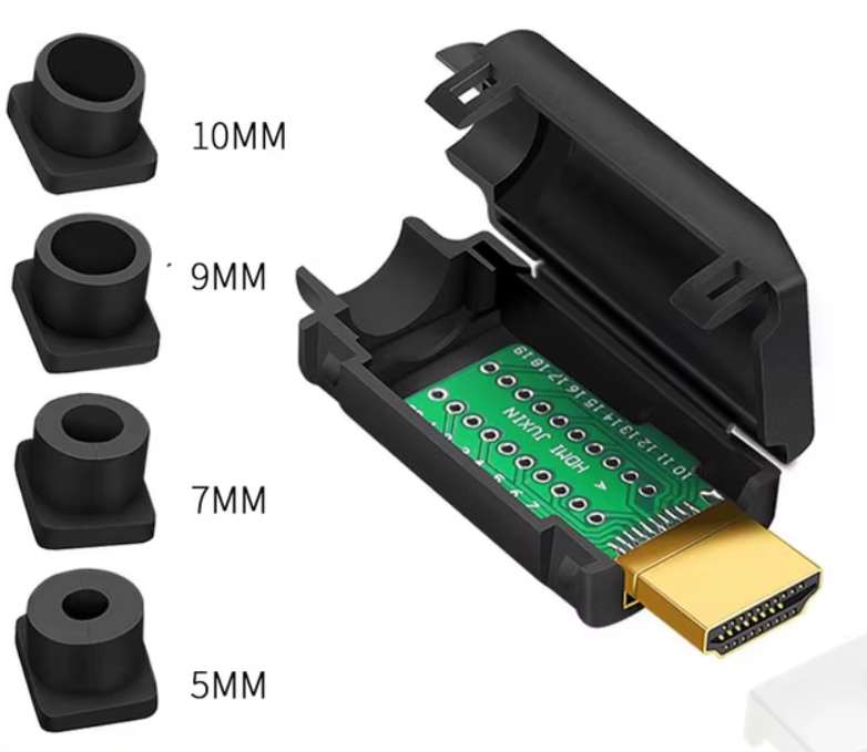 Конектор розбірний HDMI 19-контактний із друкованою платою силуміновий корпус 5-10 мм Золотий (000047745) - фото 2