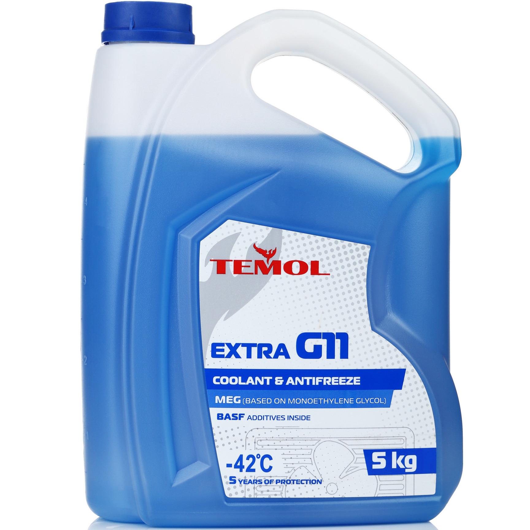 Охолоджувальна рідина Temol Extra G11 antifreeze -42°C 5 кг Синій