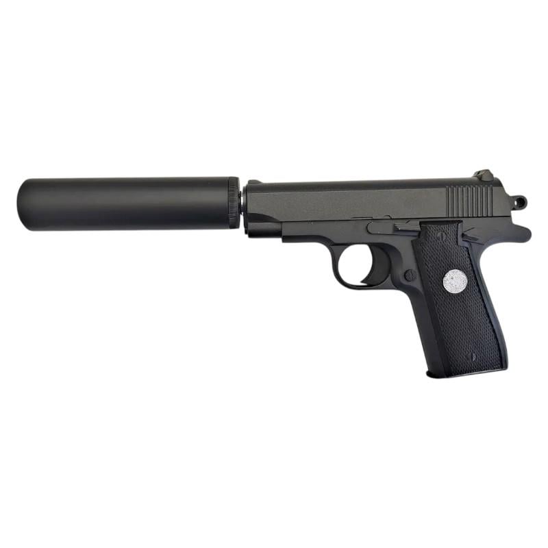 Детский пистолет Galaxy G.2A металлический с глушителем шарика 6 мм