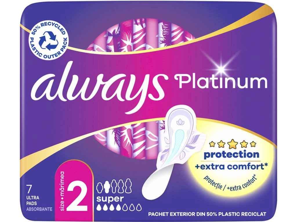Прокладки гігієнічні Always денні 4 краплі 7 шт. Platinum Super Single (1107280)