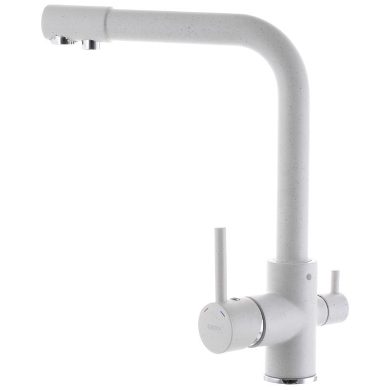 Смеситель кухонный Ledeme LM 4055 W-3 с подключением к фильтру Белый (mrg4055W-3)