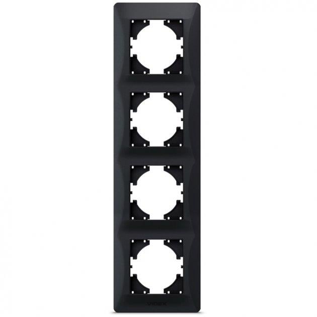 Рамка Videx Binera на 4 места вертикальная Черный графит (42840)