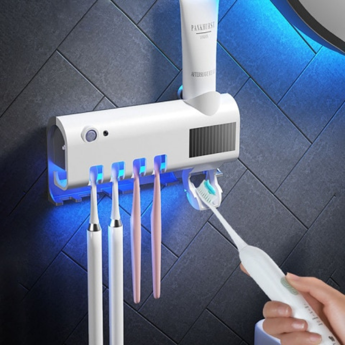 Стерилизатор для зубных щеток Multi-function Toothbrush Sterilizer на 4 секции с дозатором зубной пасты Белый (JX-5588) - фото 2 Стерилизатор для зубных щеток Multi-function Toothbrush Sterilizer на 4 секции с дозатором зубной пасты Белый (JX-5588) - фото 2