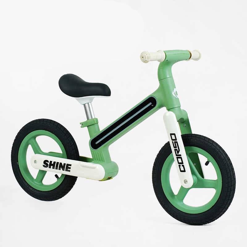 Біговел Corso Shine нейлонова рама зі світлом/надувні колеса 12" Green (153735)