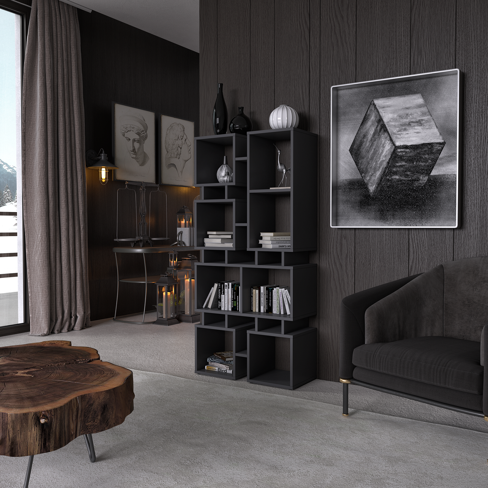 Cтеллаж Moreli ST-0018 680x1447x300 мм Антрацит Cтеллаж Moreli ST-0018 680x1447x300 мм Антрацит