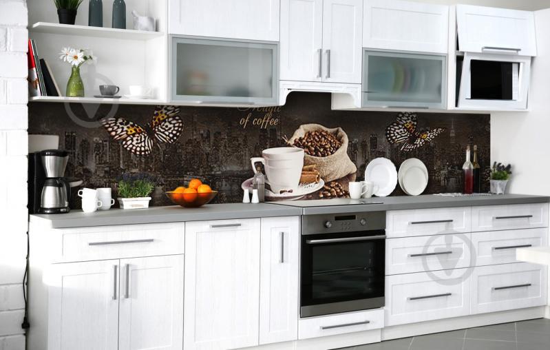 Скинали на кухню Zatarga «Магия кофе» 600х2500 мм виниловая 3Д наклейка кухонный фартук самоклеящаяся