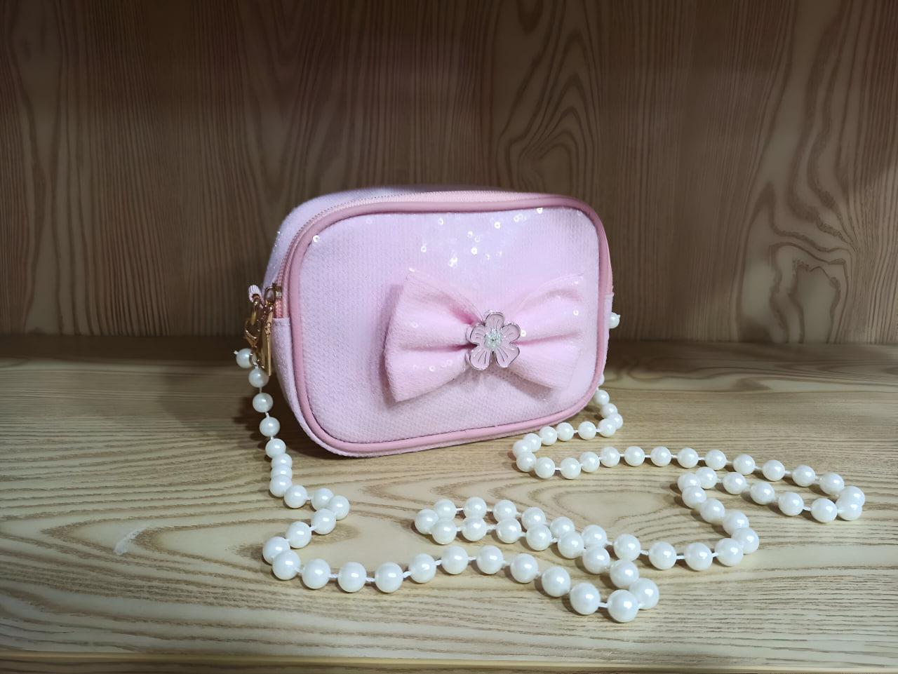 Сумка дитяча через плече з намистинами Рожевий (25-567) - фото 2