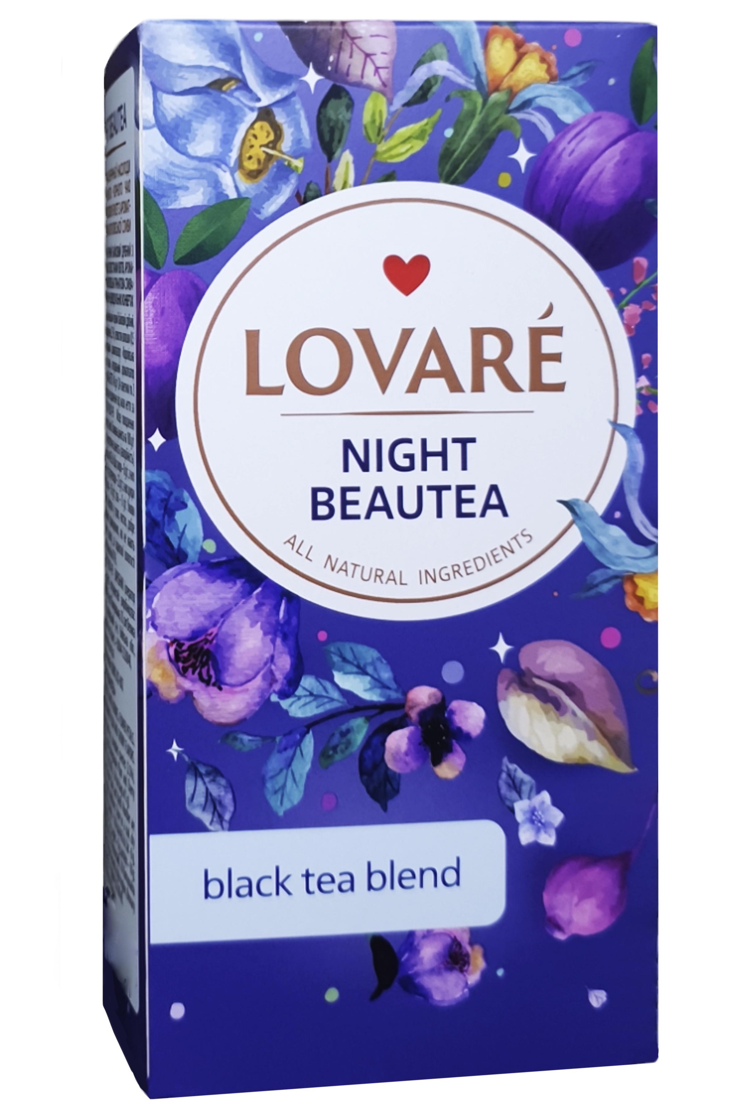 Чай черный Lovare Night Beautea в пакетиках с ароматом ягод 24 пакетика 2 г (59203) - фото 1 Чай черный Lovare Night Beautea в пакетиках с ароматом ягод 24 пакетика 2 г (59203) - фото 1