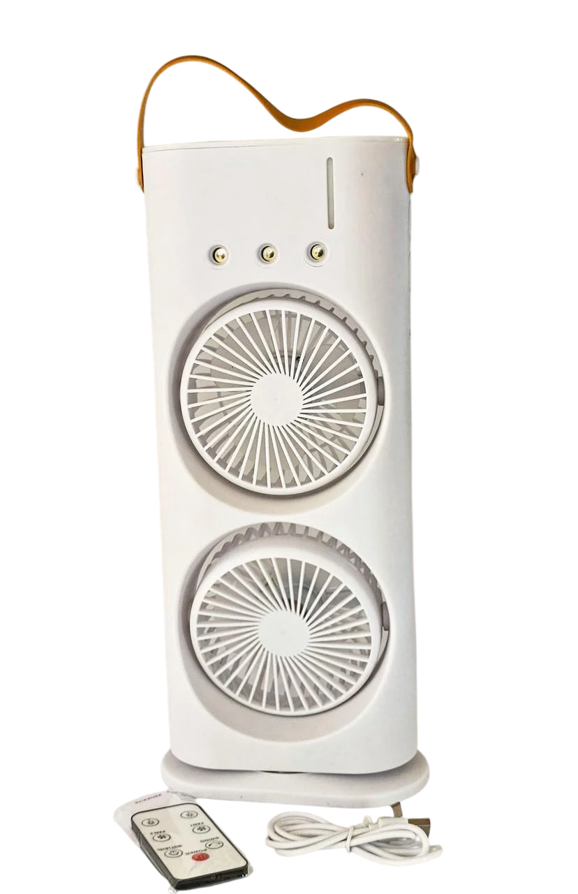 Вентилятор двойной аккумуляторный большой с водяным охлаждением Белый