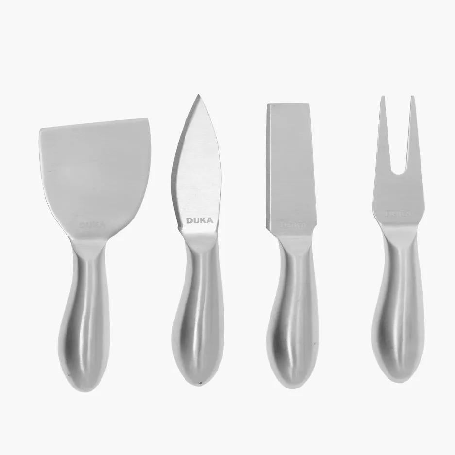Набір для нарізки сиру: 3 ножі та виделка DUKA OST Сріблястий (1218044)