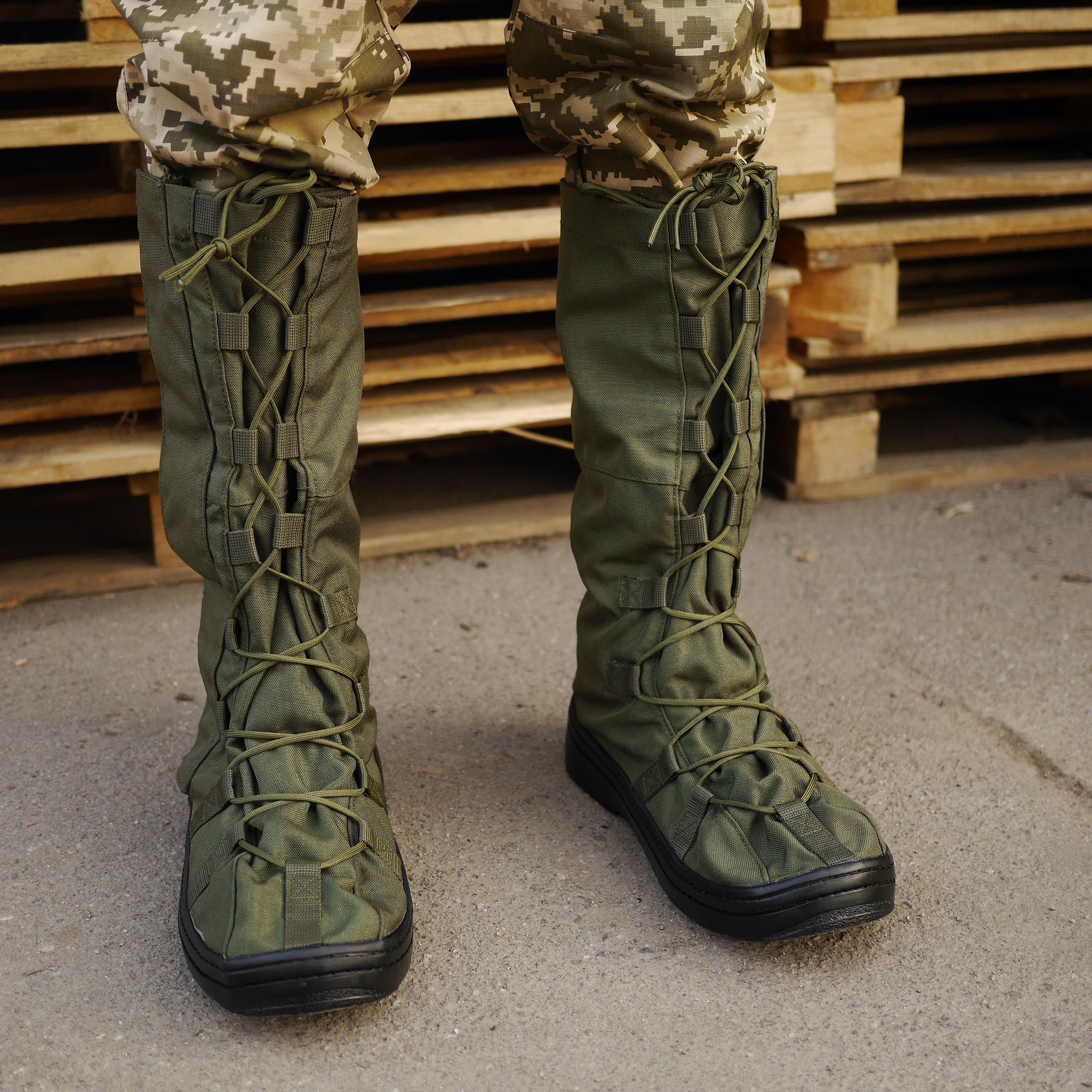 Бахіли на берці дощові/утеплені L р. 42-45 Оливковий - фото 5