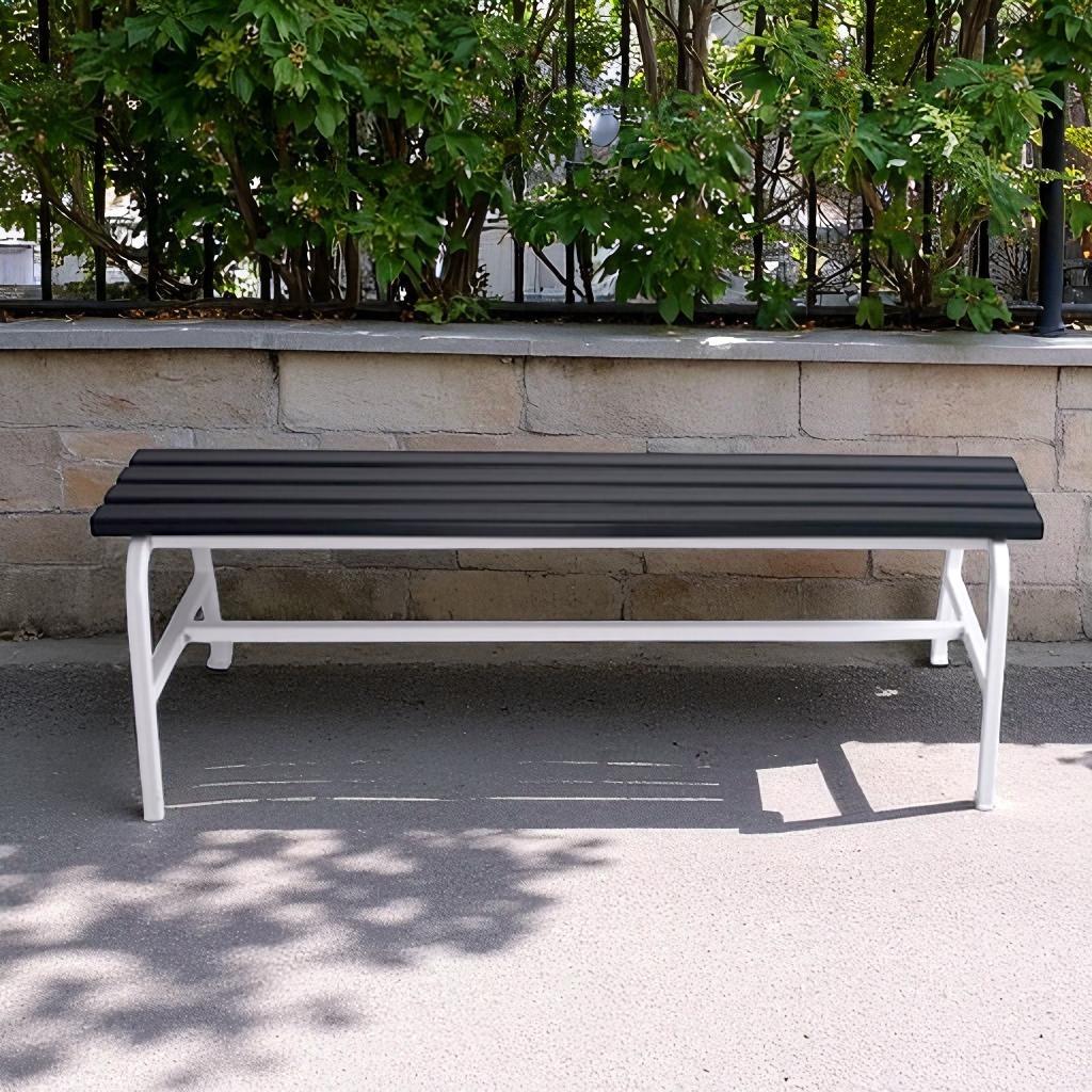 Лавка садова ТОБІ ШО без спинки для дачі/парку 1503х450х650 мм Графітово-Білий - фото 4