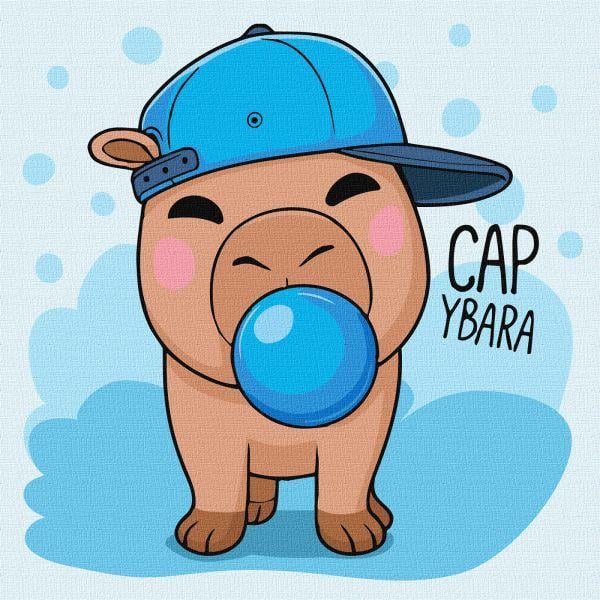 Картина за номерами Ideyka Капібара та жувальна гумка 30х30 см (Id-KHO1293)