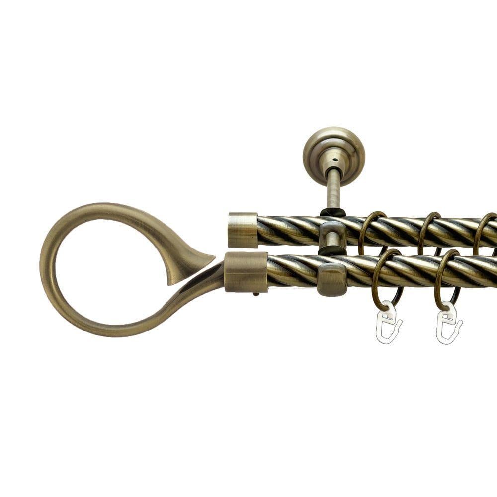 Карниз для штор Orvit Скипта двухрядный скрученный 19/19 мм 200 см Антик (00-00022242)