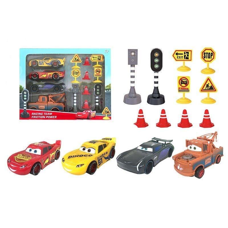 Набор машинок Тачки 086 Маквин инерция/камерафотофиксация/светофор/конусы/свет/звук (7519)