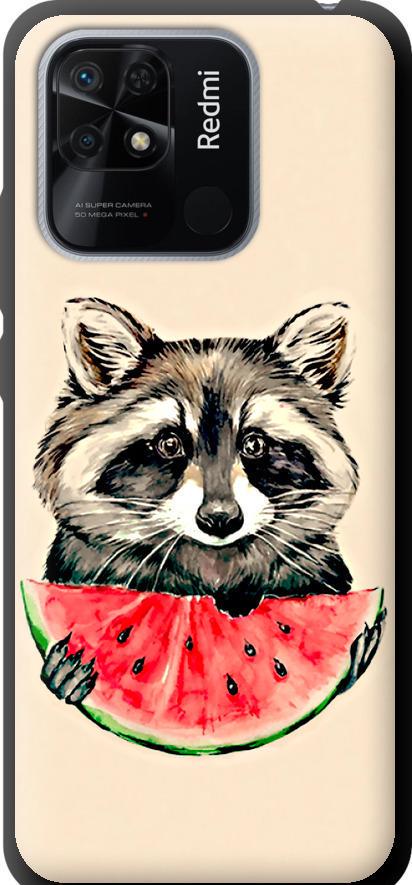 Чехол на Xiaomi Redmi 10C Енотик с арбузом (4605b-2591-42517)