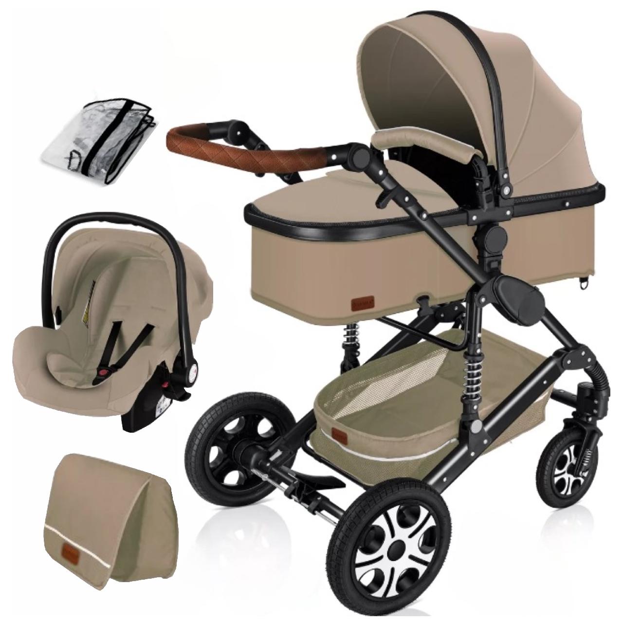 Коляска дитяча з автокріслом KESSER 3в1 94x64x119 см Бежевий/Чорний - фото 1