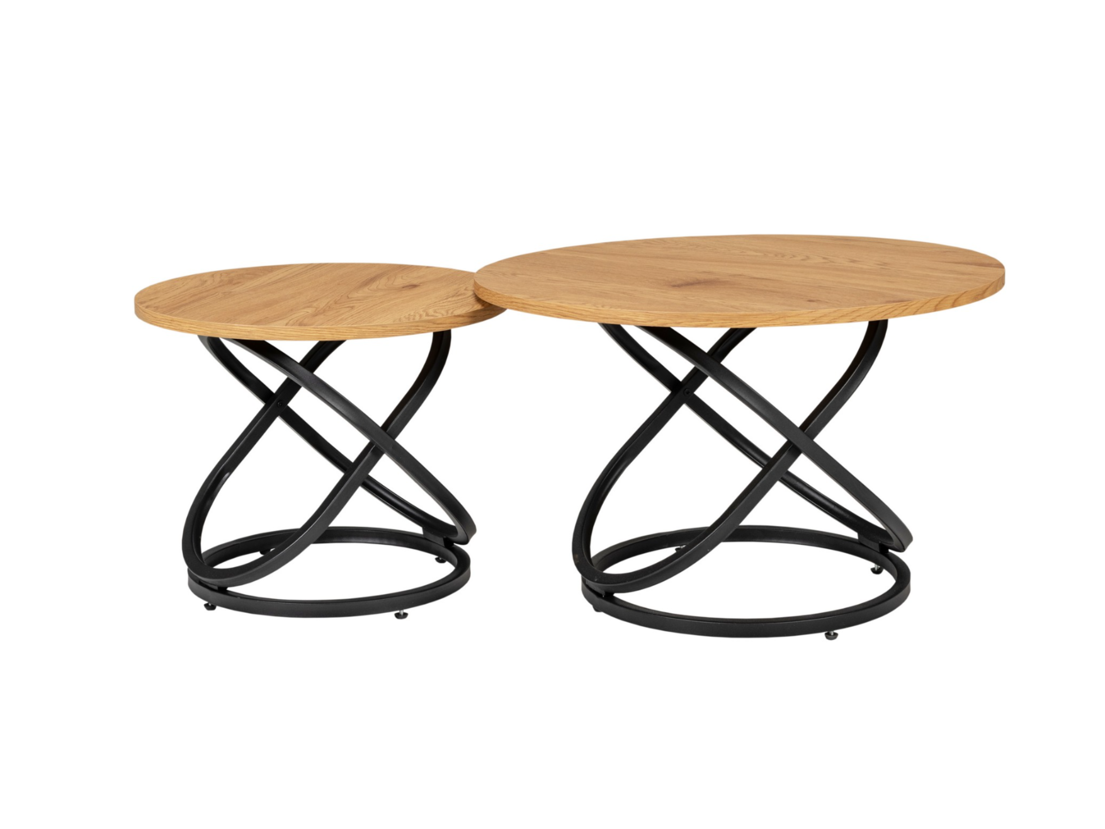 Комплект журнальных столов Vetro Ливио 700х460 мм/500х400 мм МДФ 2 шт. Дуб/Черный (СТ-55) - фото 2 Комплект журнальных столов Vetro Ливио 700х460 мм/500х400 мм МДФ 2 шт. Дуб/Черный (СТ-55) - фото 2