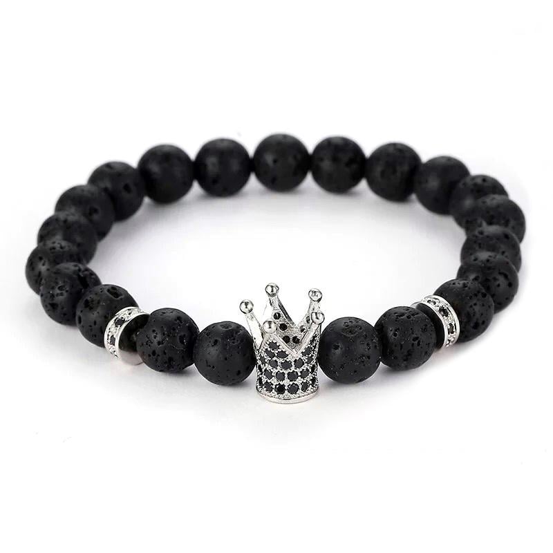Браслет из лавового камня с высокой короной р. 15 Черный/Серебряный (20036) Браслет из лавового камня с высокой короной р. 15 Черный/Серебряный (20036)