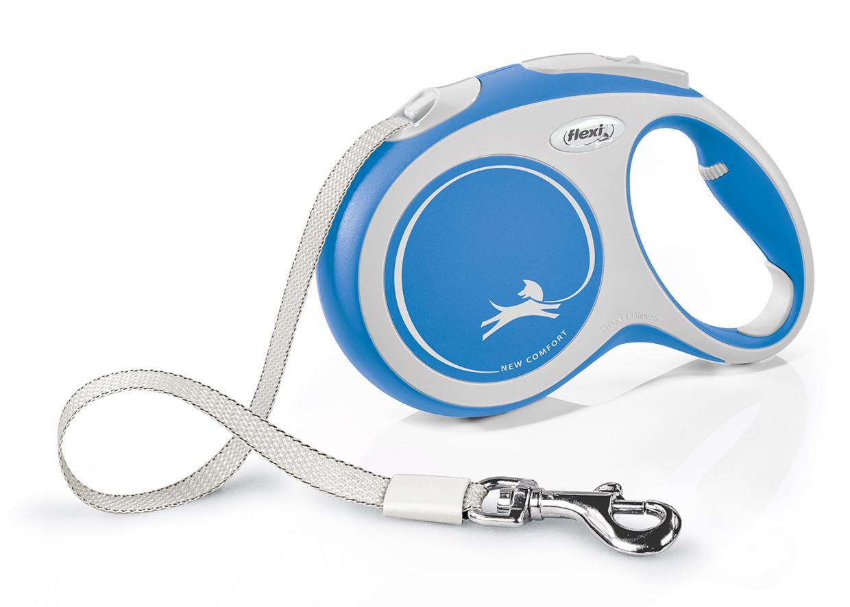 Поводок-рулетка Flexi New Comfort для собак до 60 кг с лентой 5 м L Синий (1789932524)