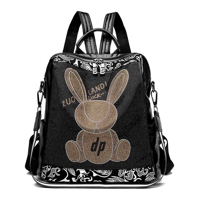 Женский рюкзак Vippo Rabbit со стразами Black