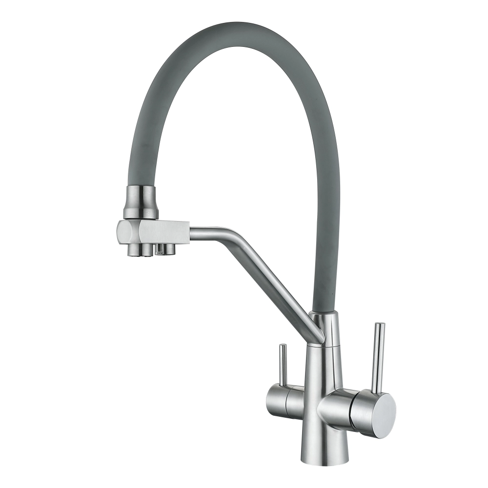 Смеситель для кухни Lidz Aria 020F3 LDARI020F3GNK39211 с гибким изливом и подключением к фильтру Сатин/Серый (SD00045315)