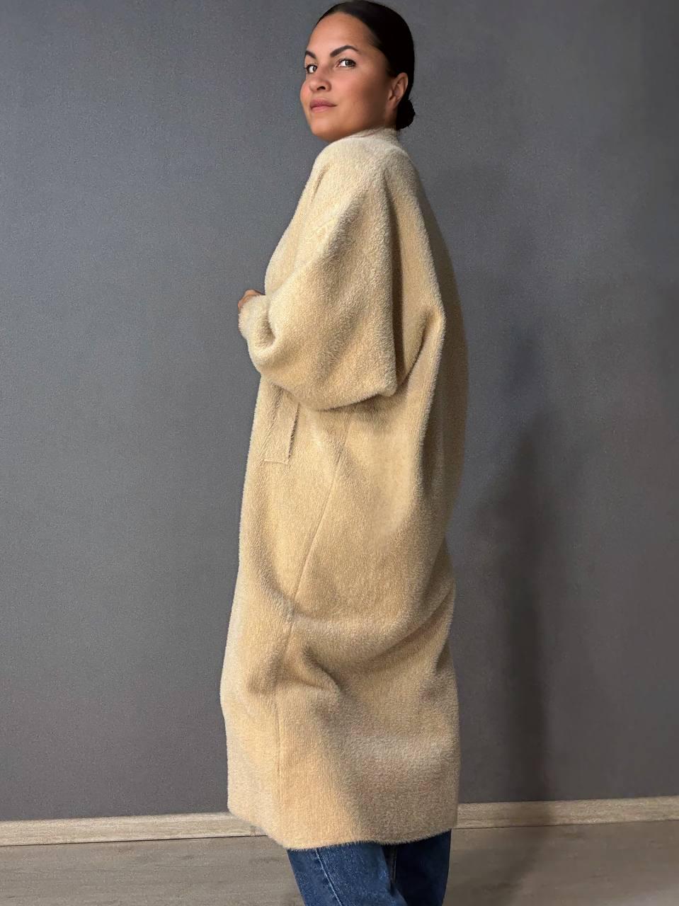 Кардиган женский Fancy Matinee 30740 ангора длинный с карманами OS Бежевый (4869) - фото 3