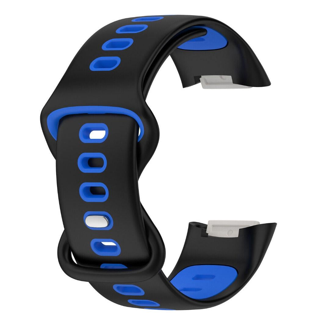 Ремешок силиконовый Primolux Sport для фитнес браслета Fitbit Charge 5 М Black/Blue