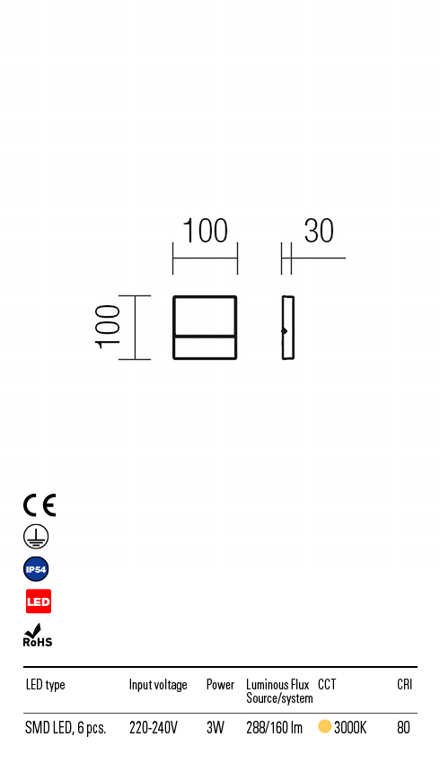 Бра уличное Redo Even Ap Sm LED Smd 3 W Ip54 Dg 3000K Sq 5.1.2 (9151) - фото 3