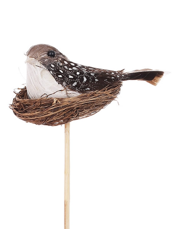 Пасхальная декорация на пике Птичка в гнезде 11 см (42035)