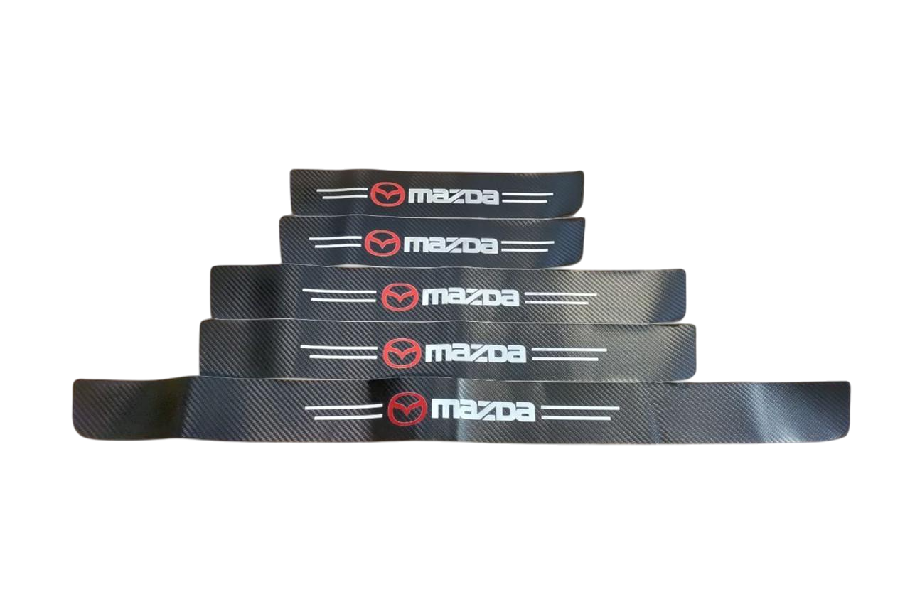 Пленка защитная накладка на пороги и бампер для MAZDA 5 шт. Черный карбон (2012232337)
