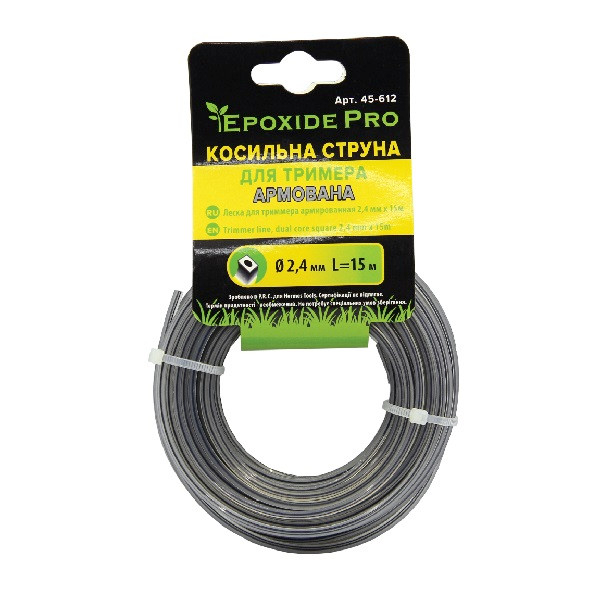 Струна для тримера косильна армована кручений квадрат 2,4 мм x 15 м (2598064593)