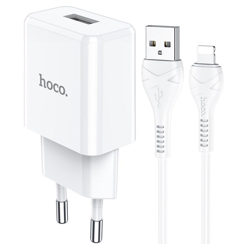 Зарядний мереживний пристрій універсальний Hoco N9 1USB 2,1A Lightning White