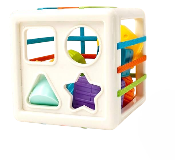 Куб-сортер развивающий тактильный с резиночками Huanger HE0211 с набором шариков (1698543172)