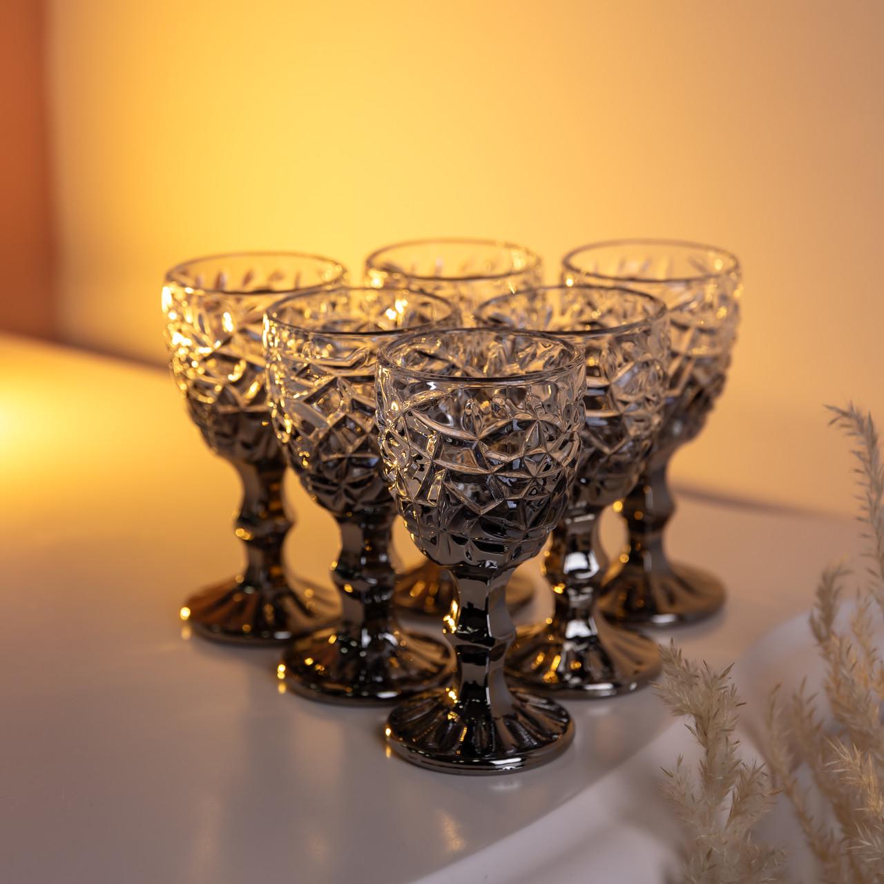 Набор рюмок на ножке 6 шт. 50 мл Серый (HP-19-186)