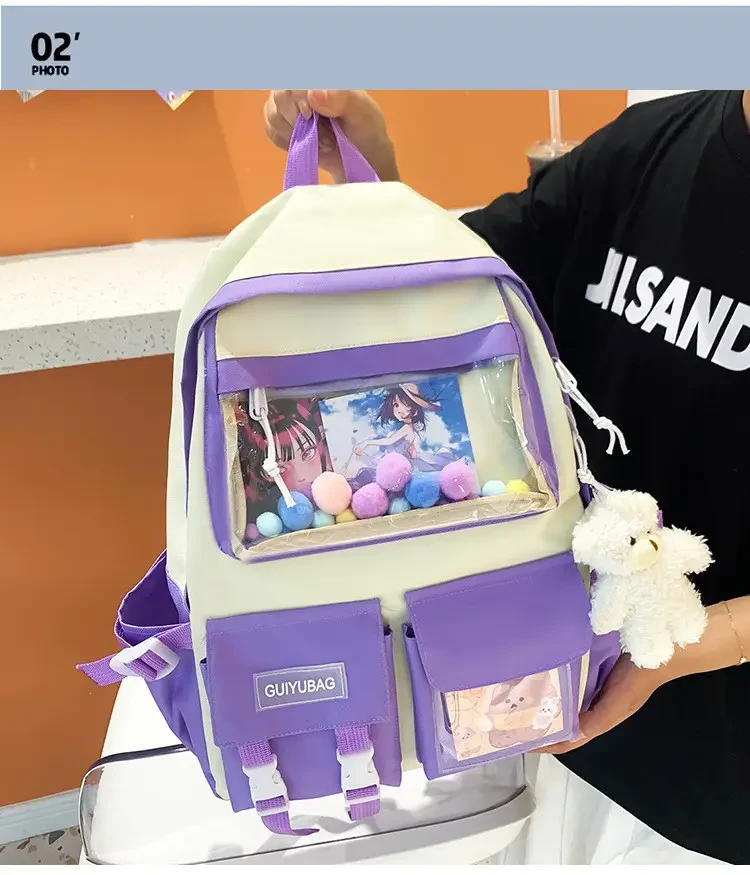 Шкільний набір для дівчинки-підлітка SG406-1 4в1 портфель/пенал/косметичка/сумка-шоппер Білий/Фіолетовий (DR014352) - фото 5 Шкільний набір для дівчинки-підлітка SG406-1 4в1 портфель/пенал/косметичка/сумка-шоппер Білий/Фіолетовий (DR014352) - фото 5