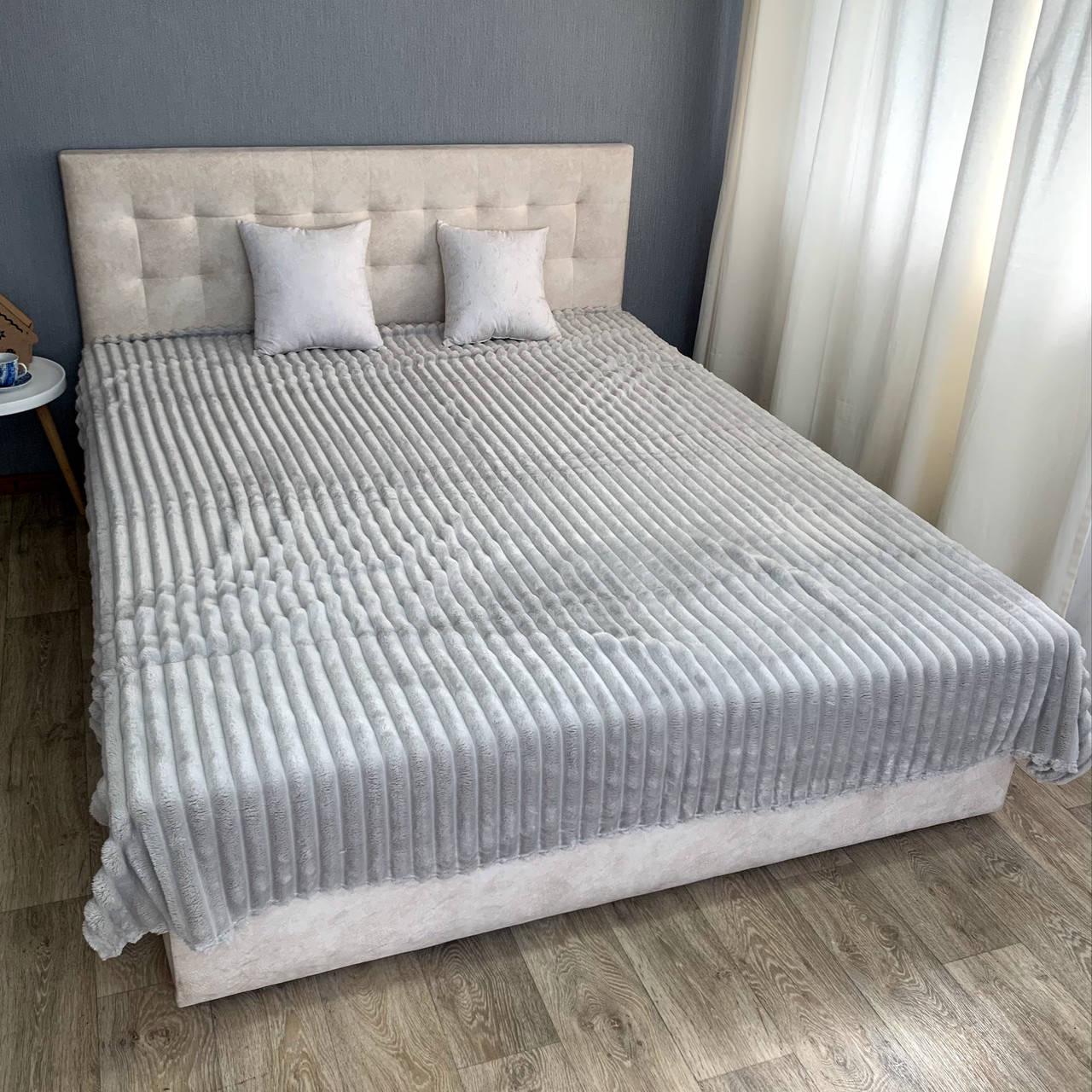 Плед-покривало Koloco Велюр Шарпей 200x230 см Світло-сірий (16-167-6)