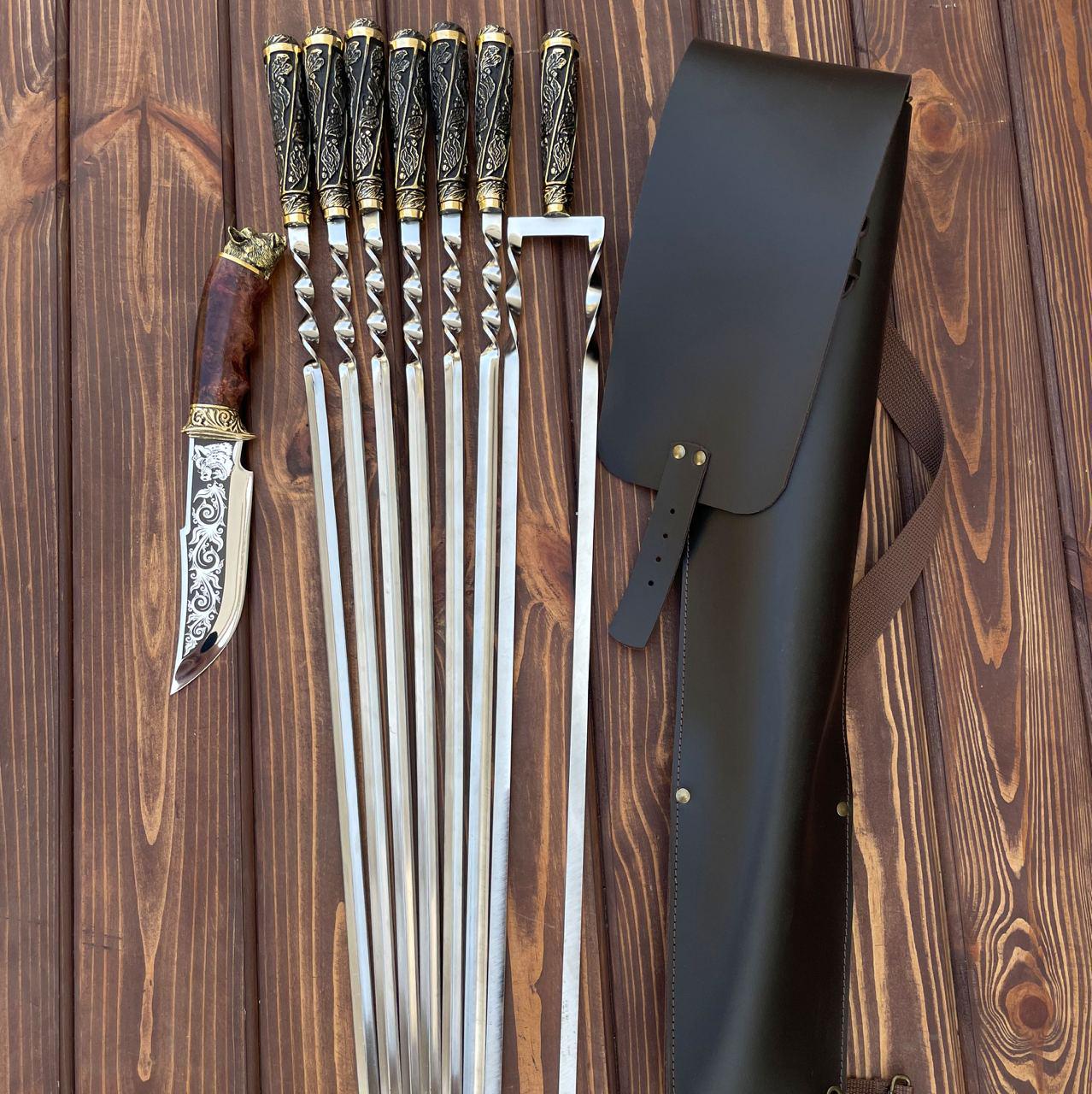 Набор шампуров Vintage Lux №2 в кожаном чехле (Vintage Lux №2)