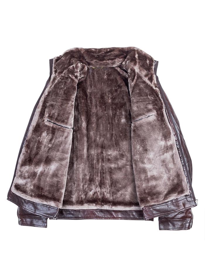 Куртка-дублянка чоловіча зимова з натуральної шкіри р. 58 Коричневий (23733800) - фото 7 Куртка-дублянка чоловіча зимова з натуральної шкіри р. 58 Коричневий (23733800) - фото 7